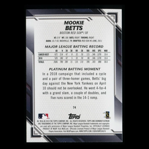 Mookie Betts 2019 Bowman Platinum Red Sox