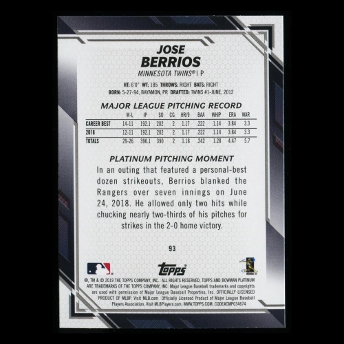Joe Berrios 2019 Bowman Platinum Twins