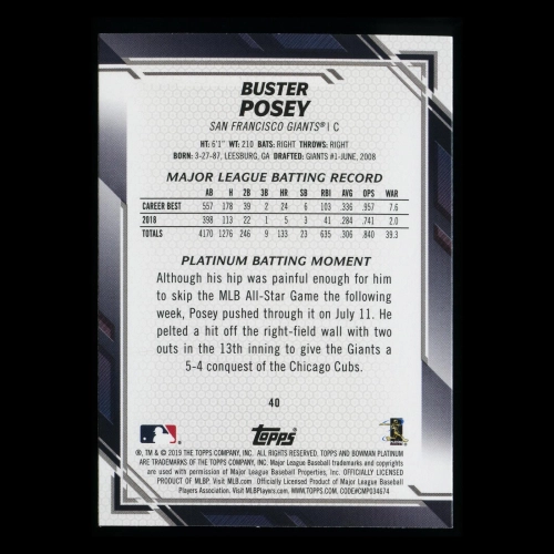 Buster Posey 2019 Bowman Platinum Giants