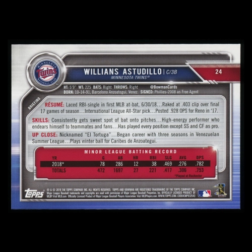 Willians Astudillo RC 2019 Bowman Rookie Twins