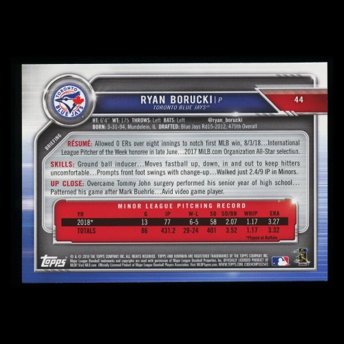 Ryan Borucki RC 2019 Bowman Rookie Blue Jays