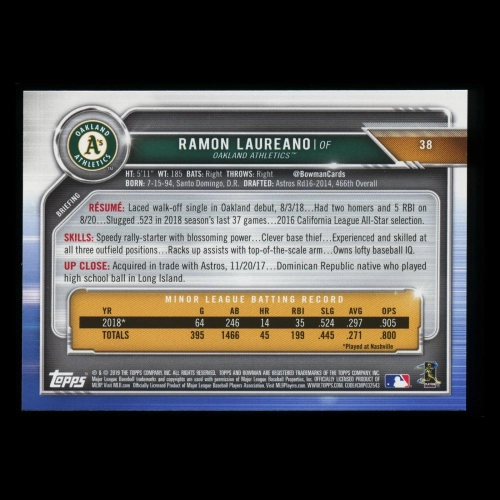 Ramon Laureano RC 2019 Bowman Rookie Athletics