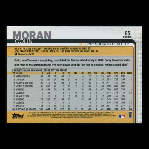 Colin Moran 2019 Topps Chrome X-Fractor Pirates