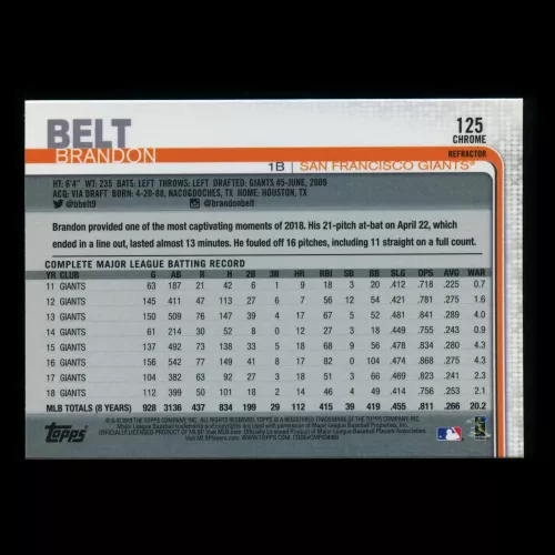 Brandon Belt 2019 Topps Chrome X-Fractor Giants