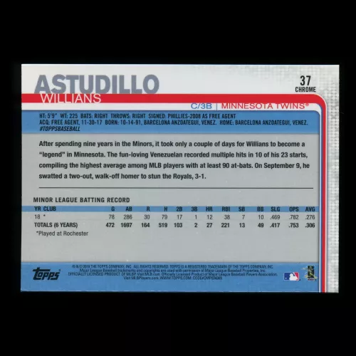 Willians Astudillo RC 2019 Topps Chrome Rookie Twins