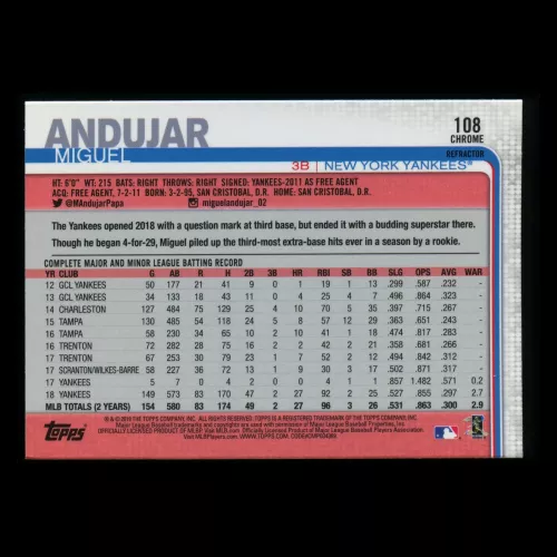 Miguel Andujar 2019 Topps Chrome All-Star Rookie Yankees