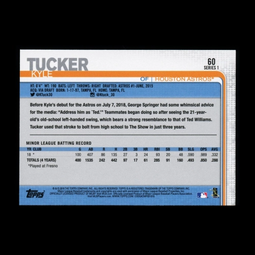 Kyle Tucker RC 2019 Topps Rookie Astros