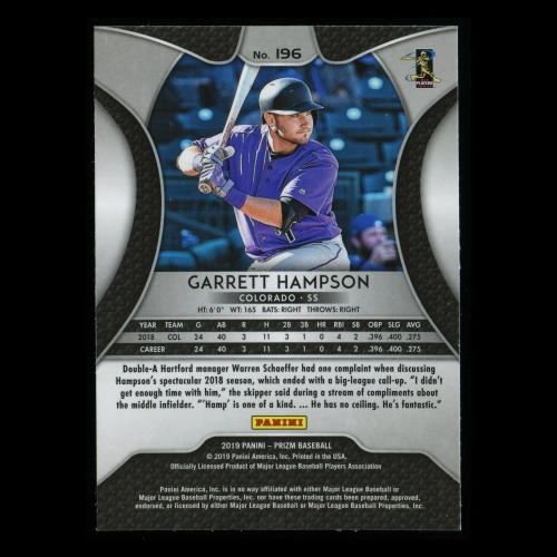 Garrett Hampson RC 2019 Prizm Rookie Rockies
