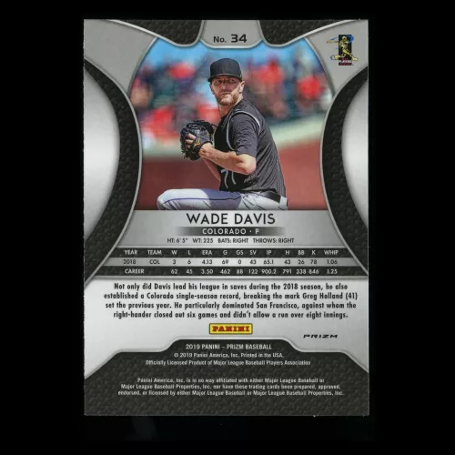 Wade Davis 2019 Prizm Blue Rockies