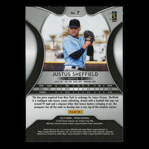 Justus Sheffield RC 2019 Prizm Rookie Mariners