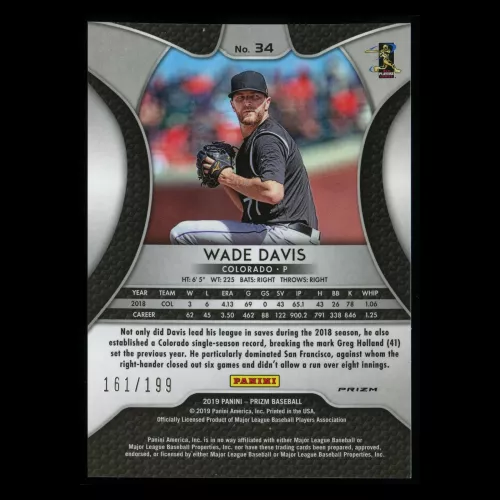 Wade Davis 2019 Prizm Lime Green Donut Circles Rockies 161/199