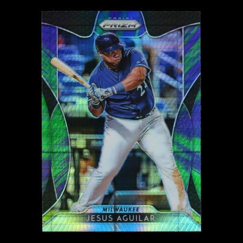 Jesus Aguilar 2019 Prizm Hyper Purple and Green Brewers