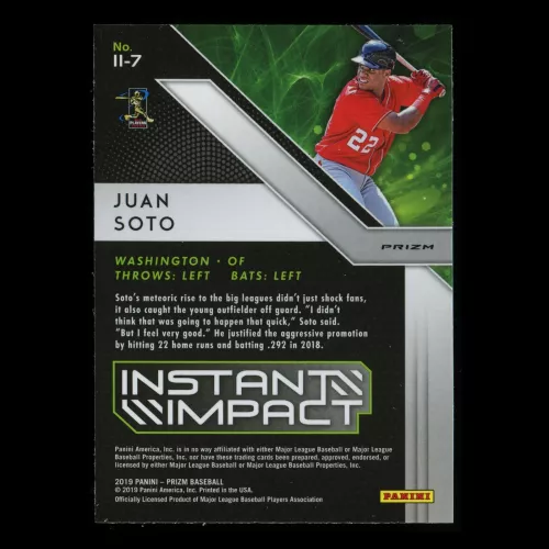 Juan Soto 2019 Prizm Instant Impact Nationals