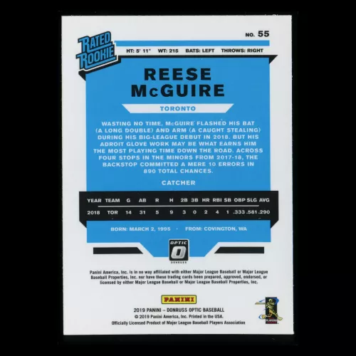 Reese McGuire RR 2019 Optic Rated Rookie Blue Jays