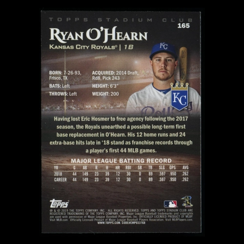 Ryan O'Hearn RC 2019 Stadium Club Rookie Royals