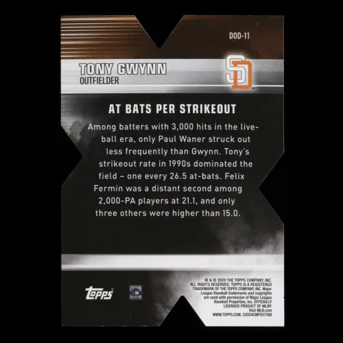 Tony Gwynn 2020 Topps Die-Cut At Bats Per Strikeout 1999s Padres
