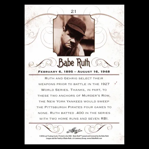 Babe Ruth 2016 Leaf The Anchors of Murderer's Row in 1927 #21