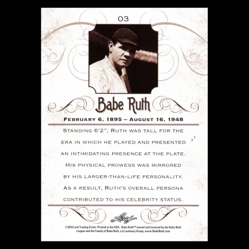 Babe Ruth 2016 Leaf An Intimidating Presence at the Plate #3