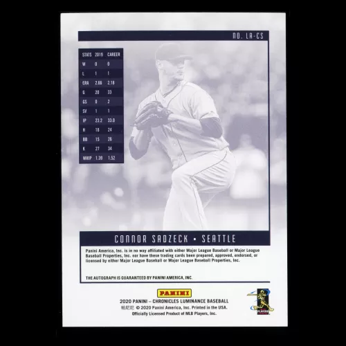 Conner Sadzeck 2020 Chronicles Luminance Auto Mariners