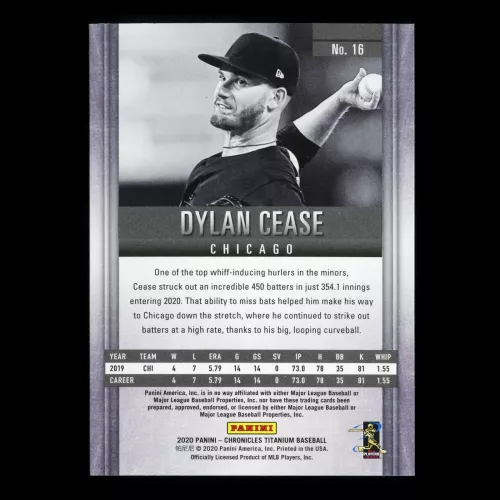Dylan Cease RC 2020 Chronicles Titanium Rookie White Sox