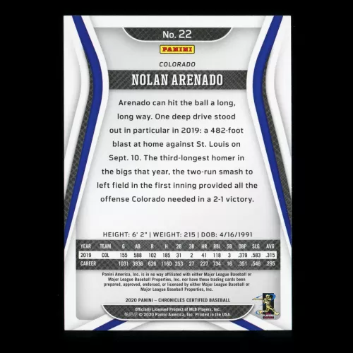 Nolan Arenado 2020 Chronicles Certified Green Rockies