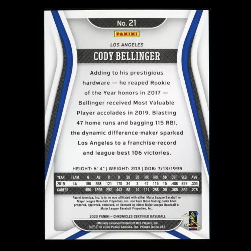 Cody Bellinger 2020 Chronicles Certified Dodgers