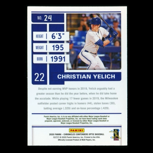 Christian Yelich 2020 Chronicles Contenders Optic Season Ticket Brewers