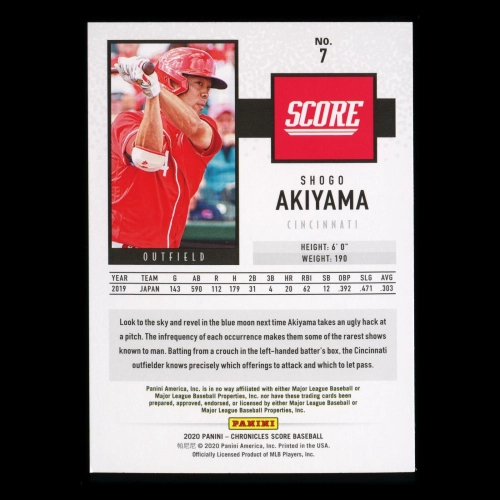 Shogo Akiyama RC 2020 Chronicles Score Rookie Reds