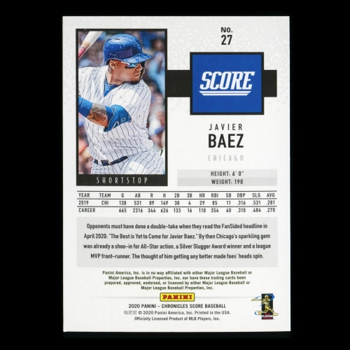 Javier Baez 2020 Chronicles Score Cubs