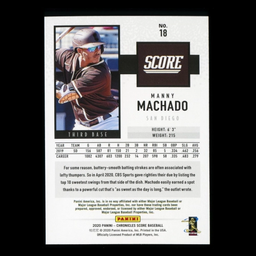 Manny Machado 2020 Chronicles Score Padres