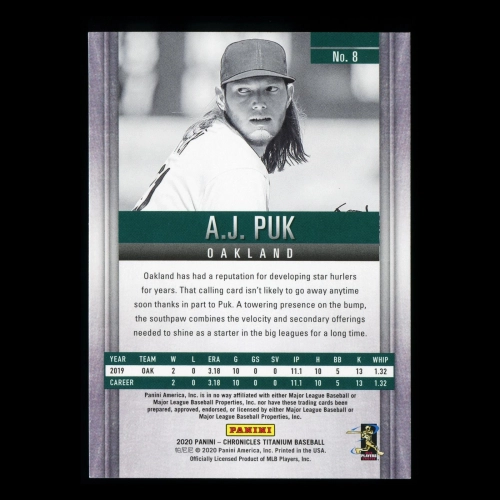 A.J. Puk RC 2020 Chronicles Titanium Rookie Athletics
