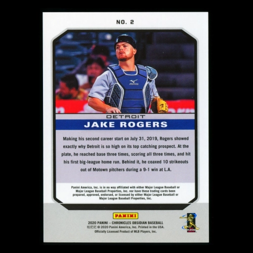 Jake Rogers RC 2020 Chronicles Obsidian Rookie Tigers