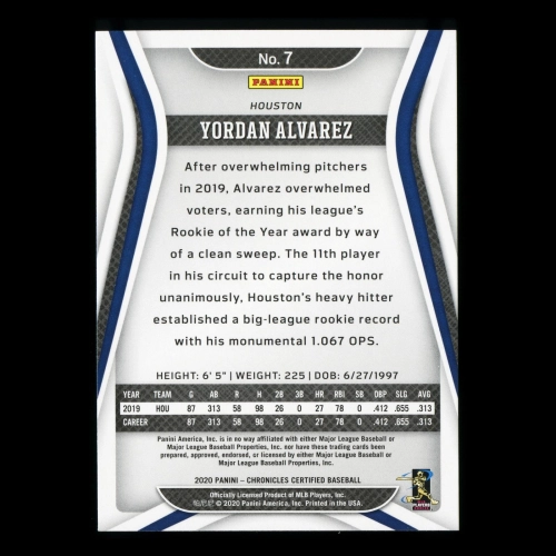 Yordan Alvarez RC 2020 Chronicles Certified Rookie Astros