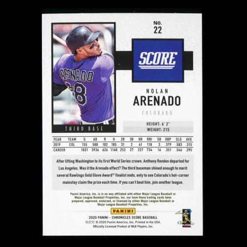 Nolan Arenado 2020 Chronicles Score Rockies