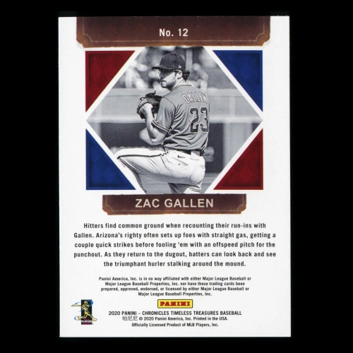 Zac Gallen RC 2020 Chronicles Timeless Treasures Rookie Diamondbacks
