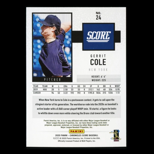 Gerrit Cole 2020 Chronicles Score Yankees