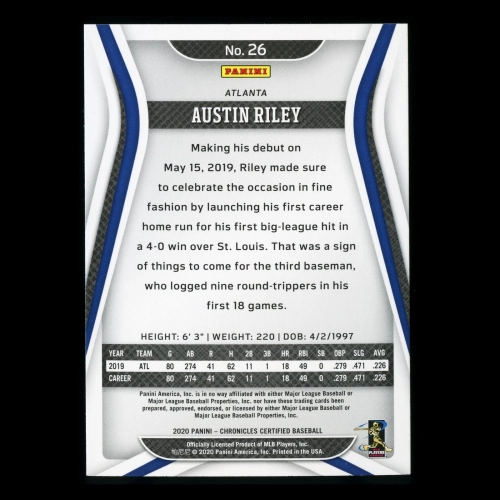 Austin Riley 2020 Chronicles Certified Braves