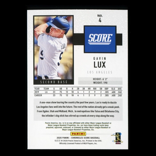 Gavin Lux RC 2020 Chronicles Score Rookie Dodgers