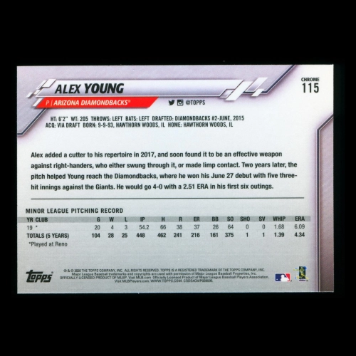 Alex Young RC 2020 Topps Chrome Rookie Diamondbacks