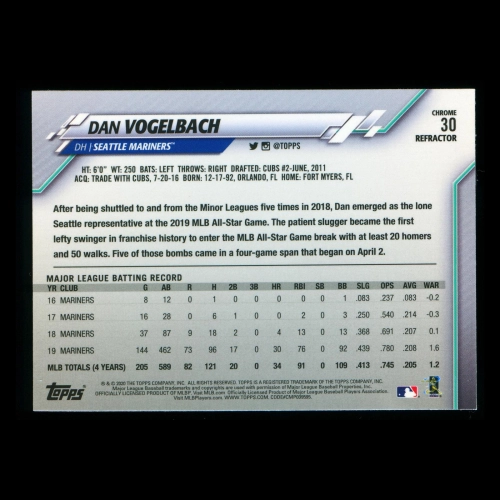 Dan Vogelbach 2020 Topps Chrome Refractor Mariners