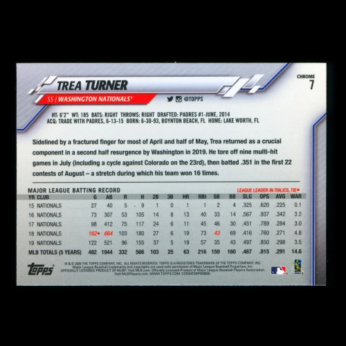 Trea Turner 2020 Topps Chrome Prism Refractor Nationals