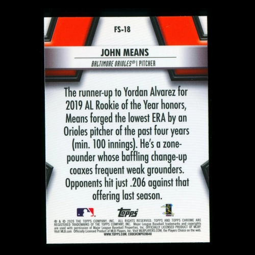 John Means 2020 Topps Chrome Future Stars Orioles