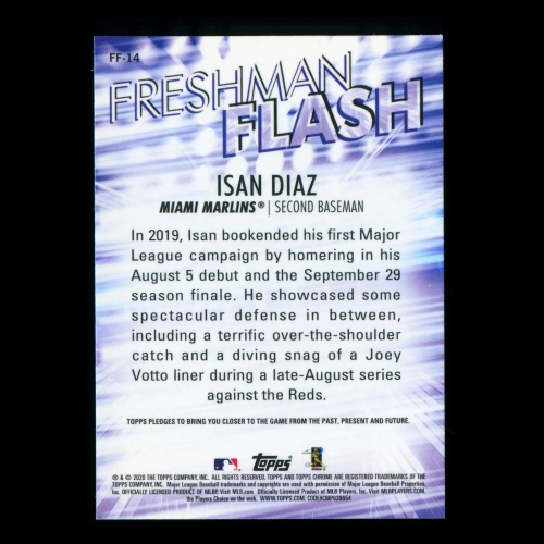 Isan Diaz RC 2020 Topps Chrome Freshman Flash Rookie Marlins
