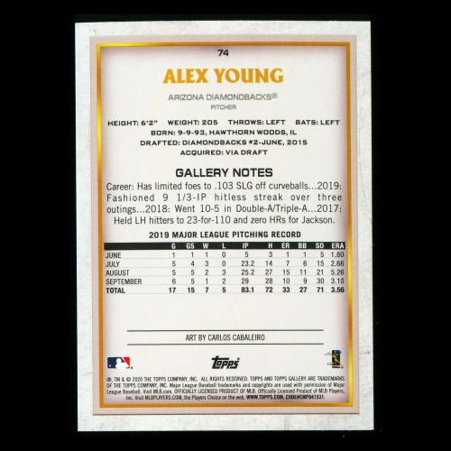 Alex Young RC 2020 Gallery Rookie Diamondbacks