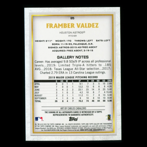 Framber Valdez 2020 Gallery Auto Astros