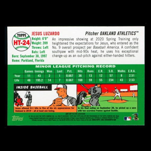 Jesus Luzardo RC 2020 Gallery Heritage Rookie Athletics