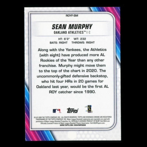 Sean Murphy RC 2020 Bowman Chrome Rookie of the Year Favorites Athletics