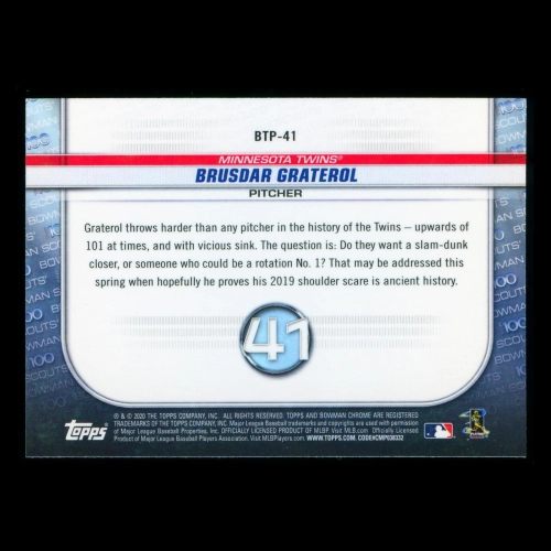 Brusdar Graterol 2020 Bowman Chrome Scouts Top 100 | #41 Twins