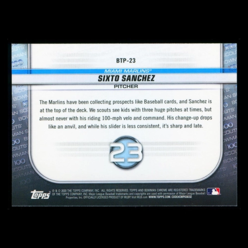 Sixto Sanchez 2020 Bowman Chrome Scouts Top 100 | #41 Marlins