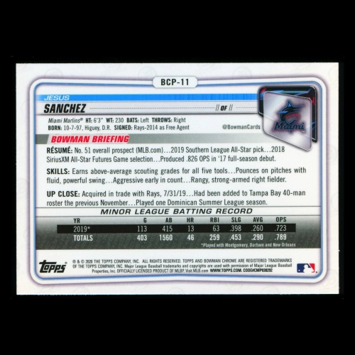 Jesus Sanchez 2020 Bowman Chrome Prospect Marlins